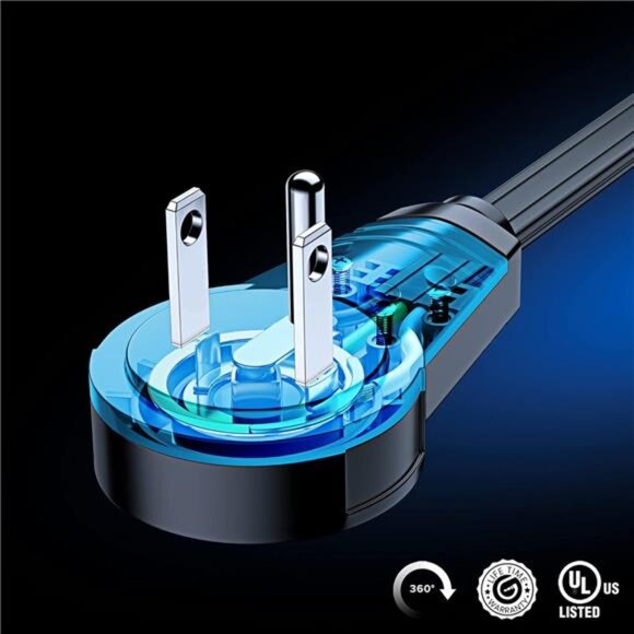 Maximm 360 Degree Rotating Flat Extension Cord 1 Ft Multi 3 Outlet Power Cord - Picture 2 of 7